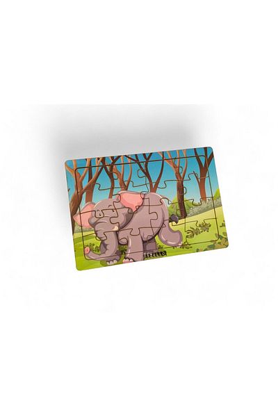 Fizello Elephant 16 Piece Educational and Informative Wooden Children's Puzzle Montessori & Jigsaw Puzzle Baby Kids Toy