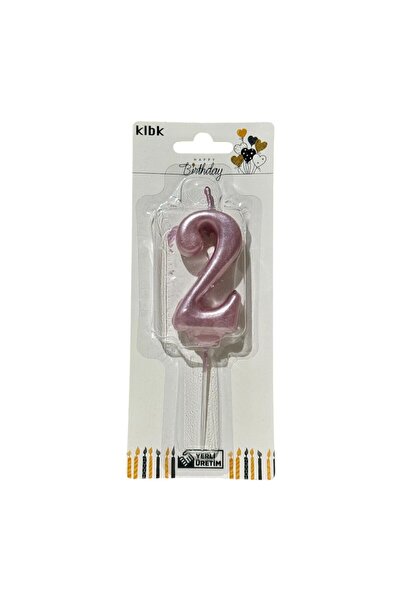 klbk Alya-butık 10 Cm 2 Yaş Doğum Günü Büyük Rakam Sayılı Pasta Mumu Rose Renk Rakam Mum