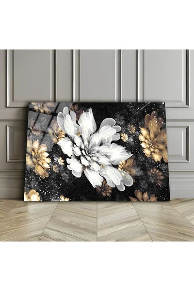 Harikabirev HARİKABİREV | PICTURĂ FLORALĂ NEGRU-ALB PE STICLA INESPRIMĂBILĂ (...