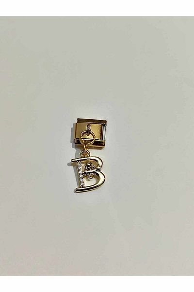 AseLJewellery Letter B Italian Charm - Flexible, Gold Colored, Astronaut Detailed Bracelet