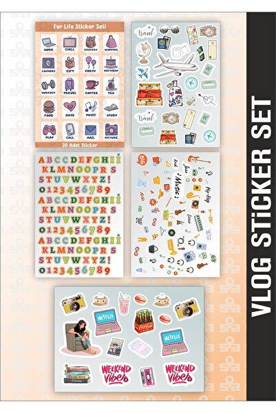 Sticker Adresim VLOG Sticker Seti Planner - Ajanda -Bullet Journal Bilgisayar...