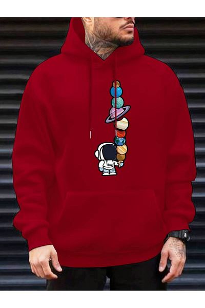Keywest Astronaut And Navigators Printed Unisex Oversize Winter Hoodie - Φούτερ με κουκούλα 3 κλωστών 100% βαμβάκι