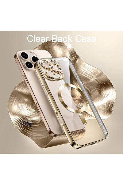 m.tk moveteck İphone 16 Pro Max Kılıf Tam Kamera Korumalı Magsafe Şarj Destekli Renkli Kenarlı Arkası Şeffaf Kapak