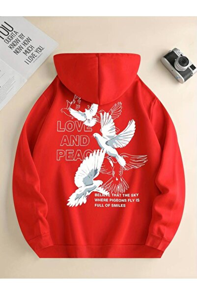 Machetta Hanorac de iarnă supradimensionat cu imprimeu „Love And Peace” unise...