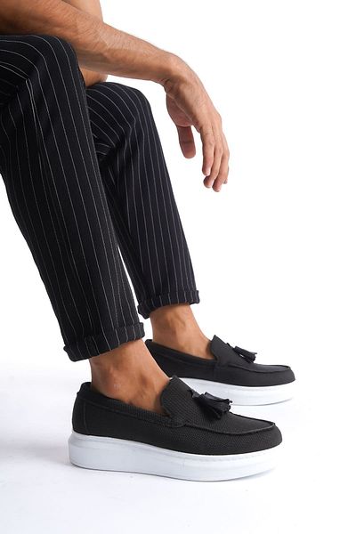 BZ Moda B154 Bt - Orthopedic Sole Black Linen Men's Classic Shoes
