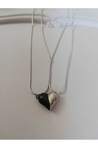 Judas Takı Double Heart Magnet Steel Chain Necklace