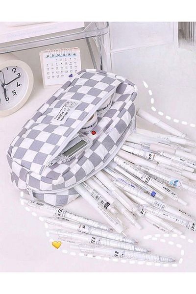 womistore Womi Kavaii - Θήκη μολυβιών μεγάλης χωρητικότητας και τσάντα χαρτικών με πολλά διαμερίσματα Κορεάτικου στυλ