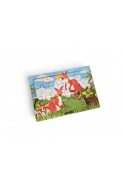 Fizello Kangaroos 16 Pieces Educational Learning Wooden Kids Puzzle Montessori Jigsaw Baby Children Toy