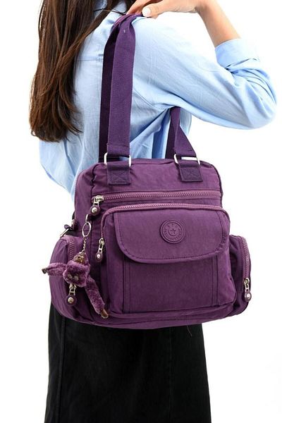 Baginn Geantă de umăr rezistentă la ploaie cu curea lungă încrucișată de 30*25 cm - țesătură clinker cu buzunare multiple