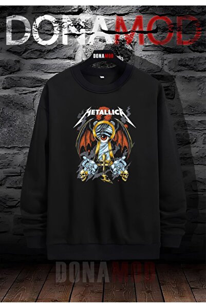 donamod Φούτερ Unisex Oversize Metallica Iron Madien Black Sabbath Pantera Sl...
