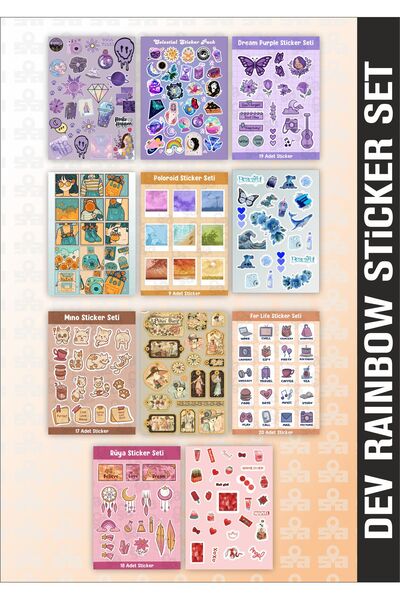 Sticker Adresim Dev Rainbow Sticker Seti Planner - Ajanda -Bullet Journal Bil...