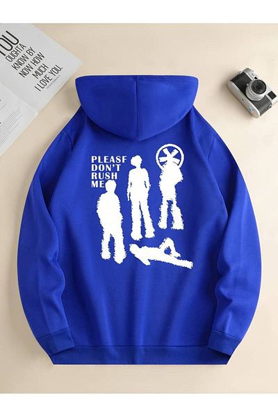 Machetta Χειμερινό φούτερ Unisex Oversize - Please Don't Rush Me Printed, 3 κλωστές 100% βαμβακερή κουκούλα