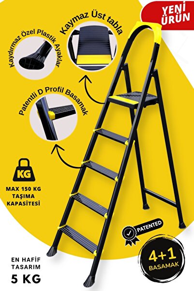 Eurostep Leo 4+1 Basamaklı Metal Merdiven