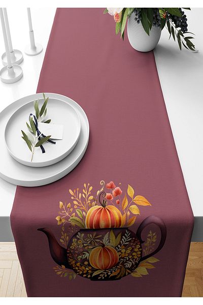 Bertille Home Seria de toamnă - Runner imprimat digital 140x40 cm (toamna de Halloween)