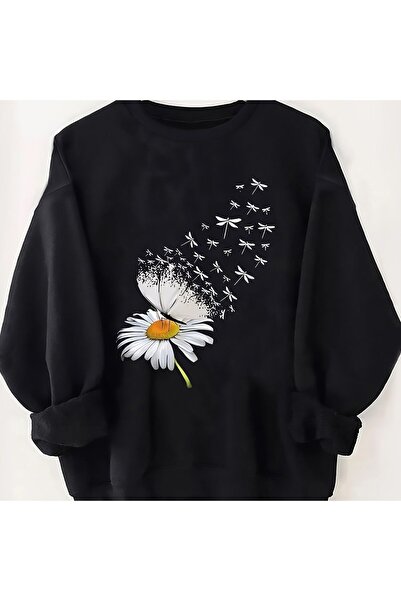GALASHOP سويت شيرت منقوش بزهرة ديزي