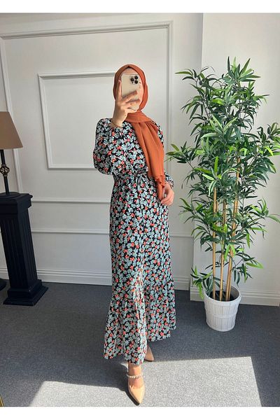 Nisa Nalbantoğlu Φόρεμα Poplin Hijab - Με σχέδιο