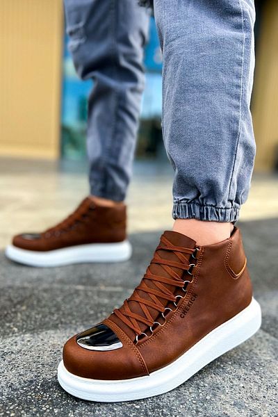 BZ Moda B267 Roman Mirror - Ανδρικές Ορθοπεδικές Αθλητικές Μπότες, Lace Up, Casual Skin CBT Tan