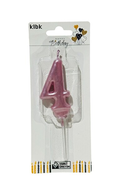 klbk Alya-butık 10 Cm 4 Yaş Doğum Günü Büyük Rakam Sayılı Pasta Mumu Rose Ren...