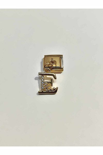AseLJewellery Letter E Italian Charm - Flexible Bracelet, Gold Astronaut Detailed