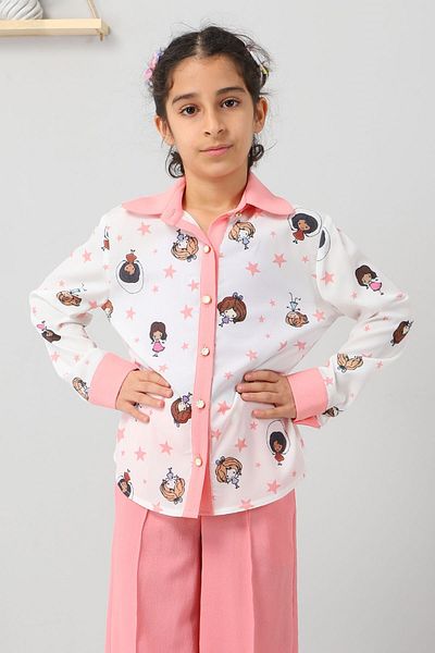 Modamihram Pink Kids Set - Button Detailed, Model 8917