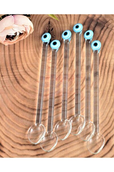 KristalGalerisi Cam Çay Kaşığı Nazar Boncuklu Maviş - 6 Kişilik