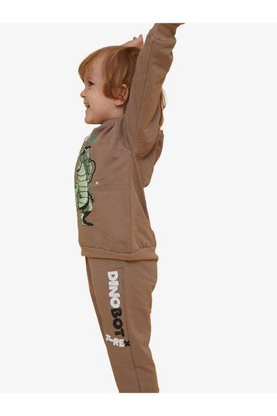 Zekids Boy's Dinosaur Printed Cotton Tracksuit Set
