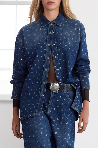 Trendyol Collection Limitovaná edice modrá Jeweled Oversize džínová bunda Twoaw25Ce00038