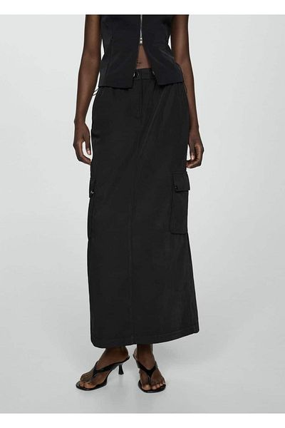 MANGO Woman Long Cargo Skirt