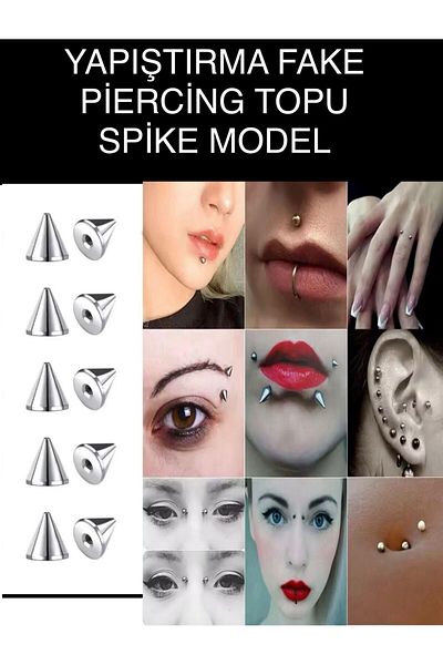 Arescollection Adhesive 10 Pcs Fake Eyebrow Bubble Lip Nose Pearcing Ball