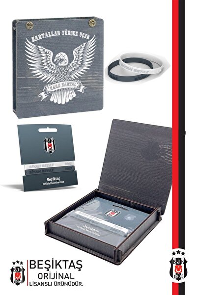 Beşiktaş Beşiktaş Orijinal Lisanslı 2'li Silikon Bileklik Hediyelik Ahşap Kutulu