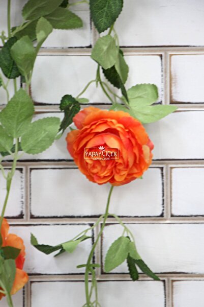 Yapay Çiçek Deposu Yapay Sarmaşık Yapay Çiçek Güllü 200 cm Turuncu