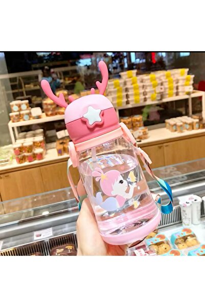 MİMOZA PARK Geyik Başlıklı Askılı Su Matarası Su Şişesi Suluk Geyik Model Bpa...