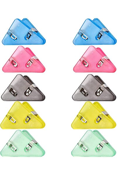 hodbehod 10 Adet Üçgen Plastik Dikiş Nakış Kumaş Kağıt Sıkıştırma Mandalı - Ç...