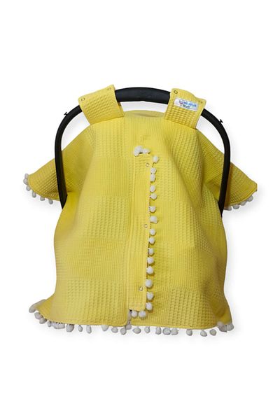 Birmelek Piqued Double Layer Double Sided Pompom Muslin Stroller Cover and Cushion