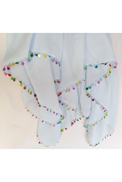 Bircan Hediyelik Pullu Tığ Oyası Bebe Mavisi Baş Örtüsü Eşarp Namaz Bezi