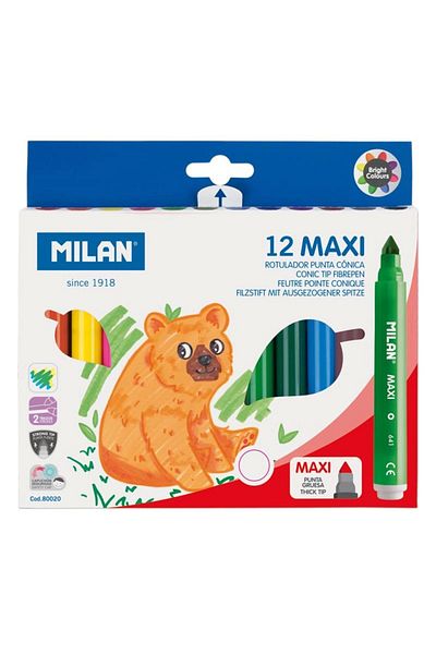Milan 80020 Maxi Jumbo - Pack of 12 Felted Pens