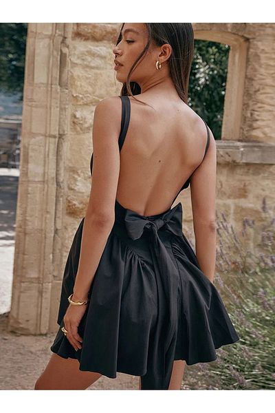 FASHION COCKTAIL Αμάνικο φόρεμα με φιόγκο για αποφοίτηση και γάμο