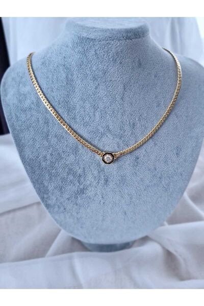 EZ accessories Serenay mineli çelik ezme zincir kolye