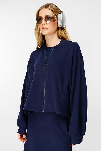 Hooopstore Μπουφάν Navy Blue Bomber - Λεπτομέρεια με φερμουάρ