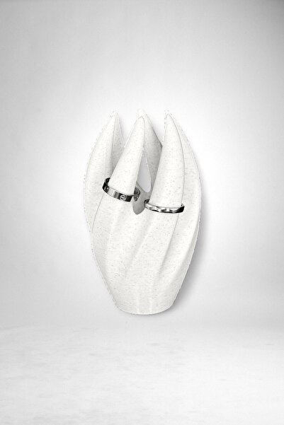 Aksesuarany حامل حلقي هندسي بسيط للديكور ثلاثي الأبعاد في أي وقت - أبيض