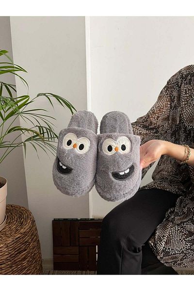 Behtah Kundura Men's Women's Funny Faced Plush Fluffy House Slippers - Smiling Silent Based Dowry Bundle Slippers