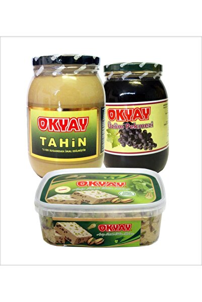 Okyay AVANTAJ PAKETİ 3'LÜ! ( 1450 GR. TAHİN, 1900 GR. ÜZÜM PEKMEZİ, 740 GR. P...