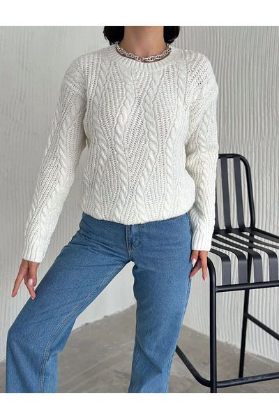 Velista Crew Neck Knitted Patterned Sweater
