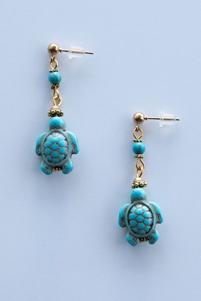 Lila Rosa Authentic Earrings with Ethnic Turtle Figure