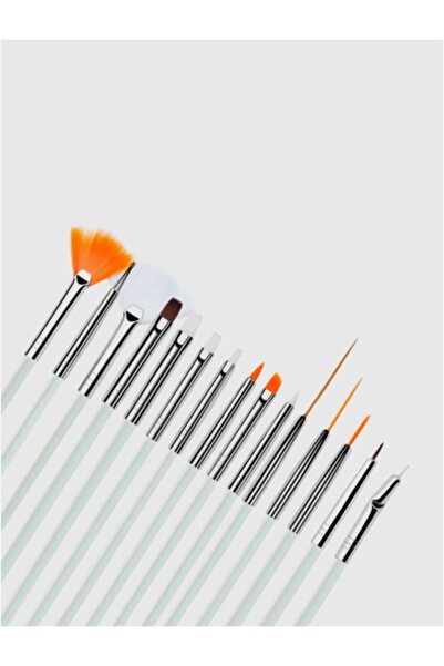 SEVRU Tırnak Nail Art Desen Tırnak Süsleme Ve Boyama Fırça Seti 15'li Beyaz
