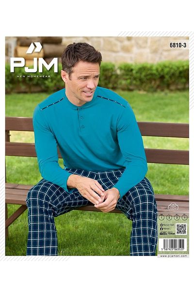Pijaman Pijamoni Men's Long Sleeve Button Cotton Pajama Suit