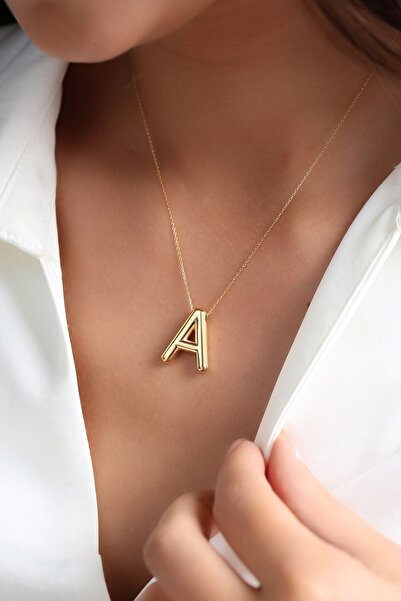 Altınkesesi 14 Ayar Altın Sade Balon Harf Kolye(A)