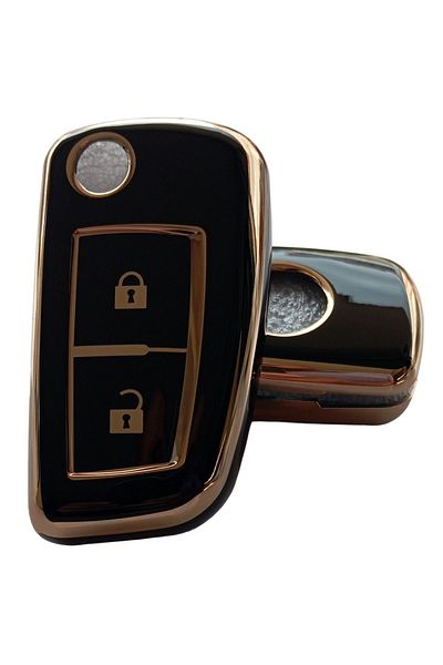 Kasey Black Gold Key Control Case Compatible for Nissan Qashqai Micra X-Trail
