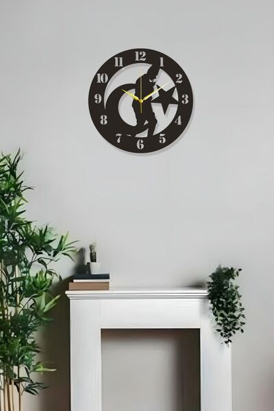 Ensa Design Atatürk Ay Yıldız Duvar Saati - Ahşap Duvar Saati Atatürk Ay Yıld...