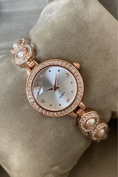 Leerybee Zircon Stone Women's Wristwatch - Nl-020 Pearl Model